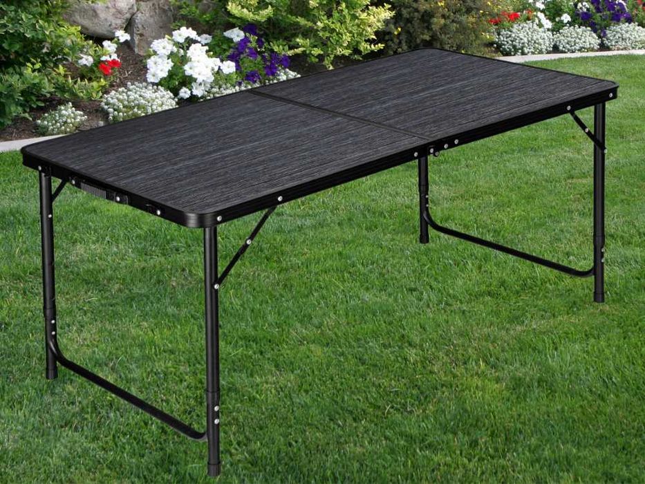 Stół Turystyczny Kempingowy Aluminiowy Składany Walizka Czarny 120x60