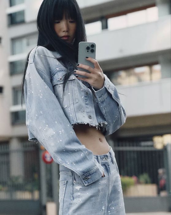 Джинсовка Zara стрази джинси