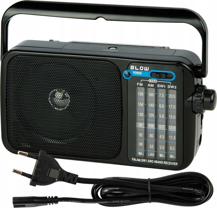 Radio AM/FM Kuchenne Przenośne, Baterie R20, Mini Jack, Antena