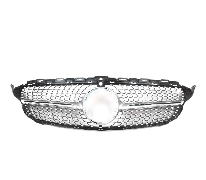 GRELHA DIANTEIRA MERCEDES W205 AMG 14-18 LOOK DIAMOND SILVER CAMERA