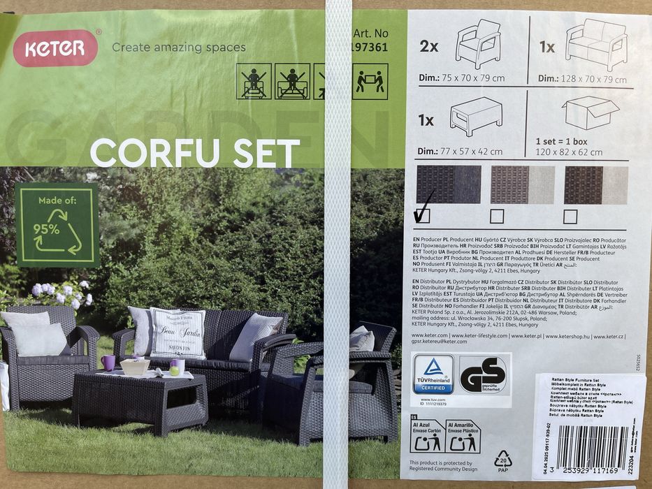 Zestaw mebli ogrodowych Keter Corfu Set NOWY grafit
