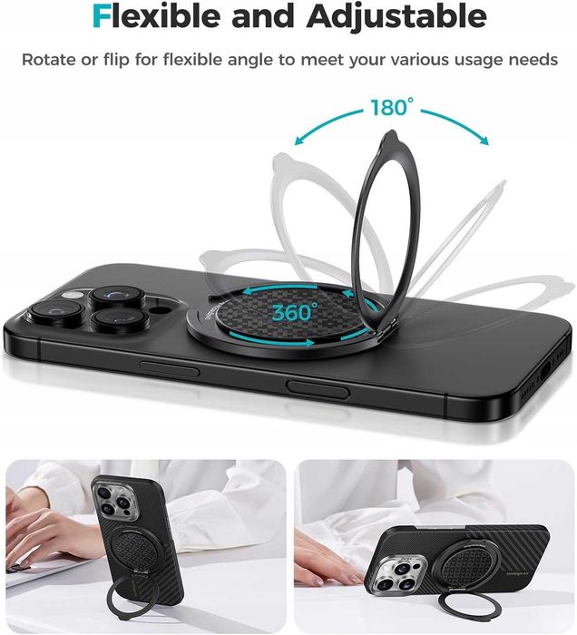 Benks Magnetic Phone Grip Uchwyt Magsafe 360 Kevlar czarny Ring