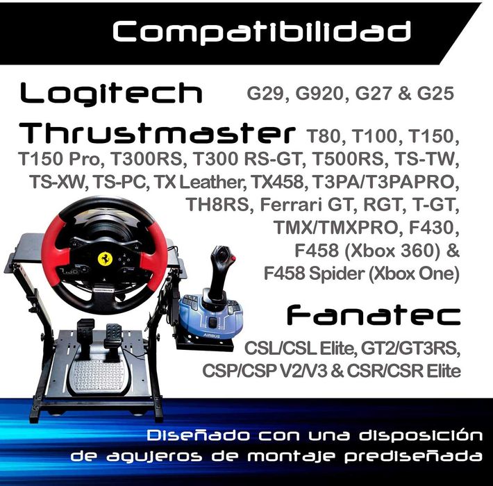 Suporte Gaming P/ Volante+Pedais+Caixa Univ. /Logitech G27, G29, G920