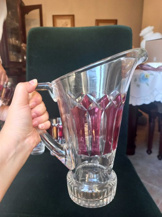 Jarro rosa c/ 6 copos