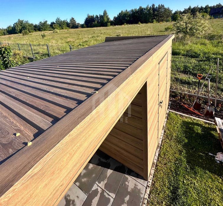 Schowek - domek ogrodowy + wiata 1,5m - drzwi - drewnopodobny SO103