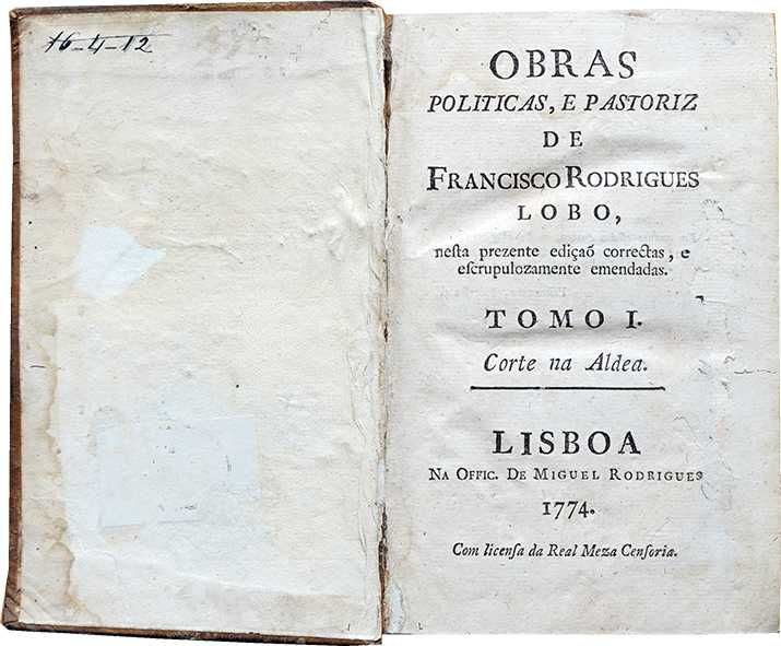 Livro Antigo 1774 - Obras de Francisco Rodrigues Lobo (3 Volumes)