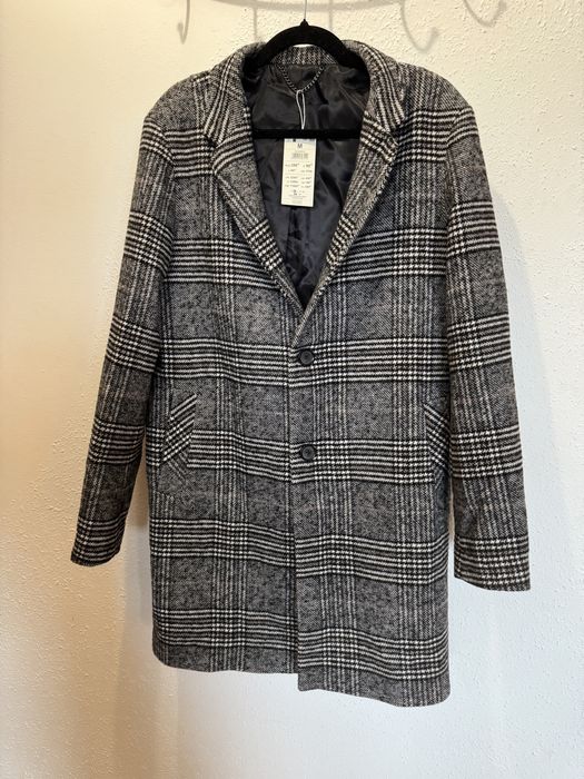 Reserved płaszcz w krate z wełną Nowy