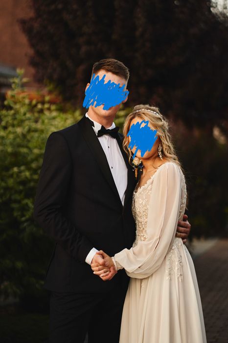 Garnitur smokingowy granatowy PAKO LORENTE + dodatki