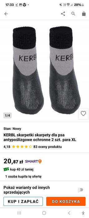 Skarpetki antypoślizgowe dla psa roz L