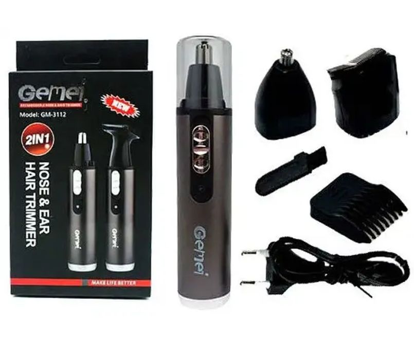 Триммер аккумуляторный GM-3112  для бритья ушей носа окантовки 3 в 1