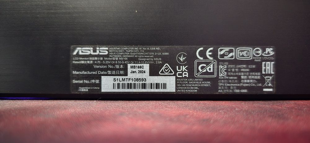 Display Portátil ASUS ZenScreen MB166C