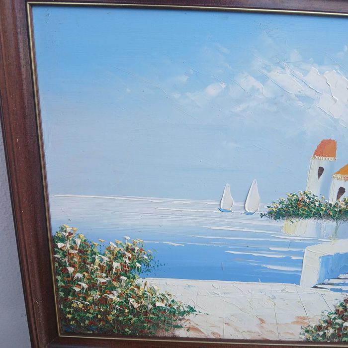 Pintura a Óleo Antiga com Moldura Madeira