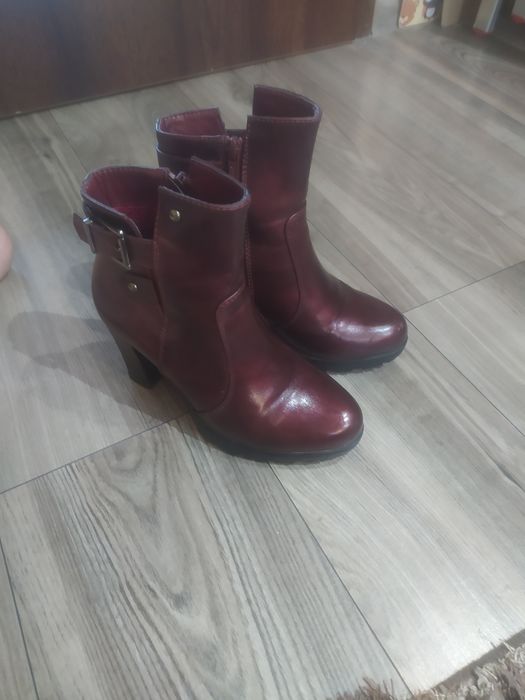 Botki buty jesienne wiosenne zimowe za kostkę ocieplane na obcasie 36