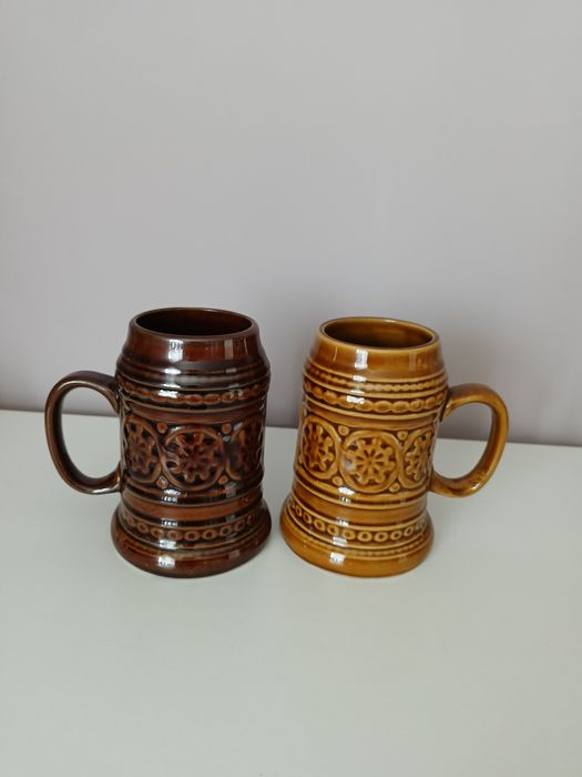 Zestaw kufel do piwa Chodzież ceramiczny fajans kolekcjonerski PRL