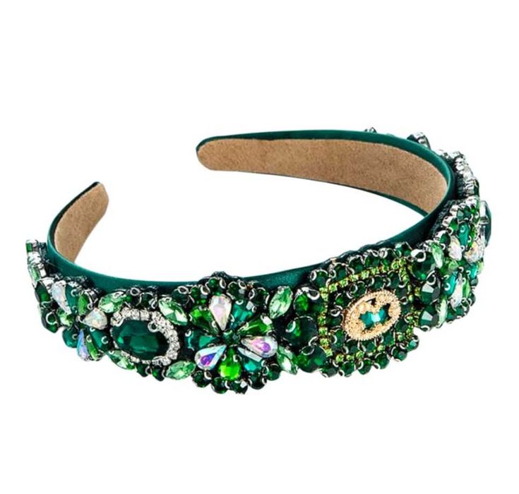 Piękna Opaska do włosów szmaragdowa elegancka koraliki+GRATIS kod 2214