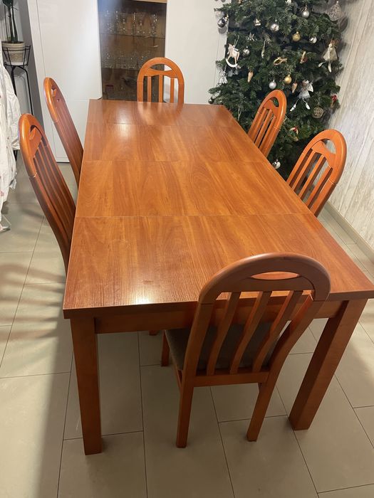 Stół rozkładany drewniany 190x90 + krzesła