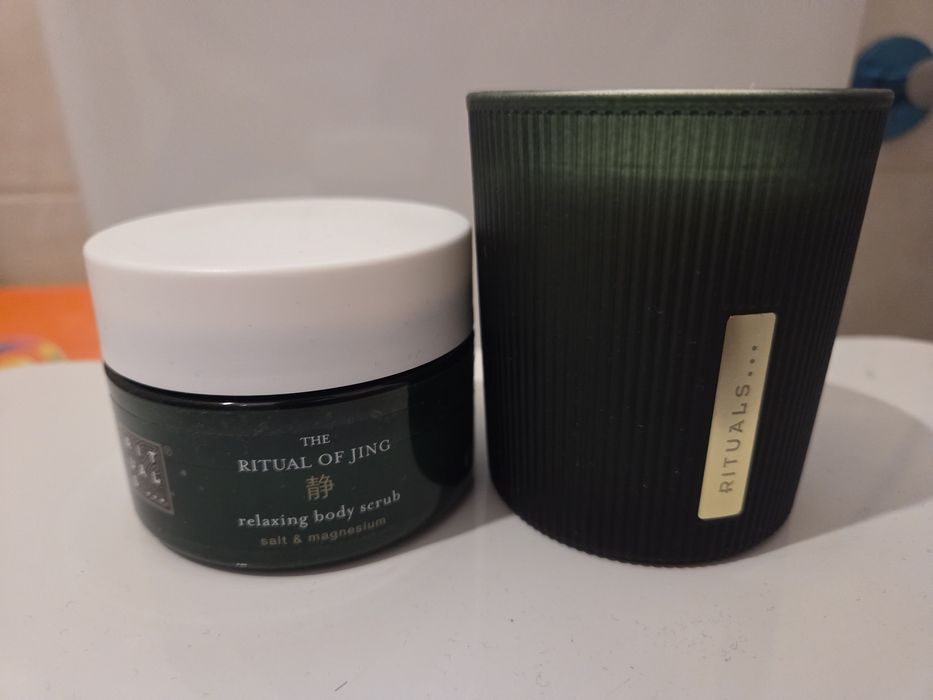 Body scrub i świeczki rituals nowa zielona  salt magnesium peeling new