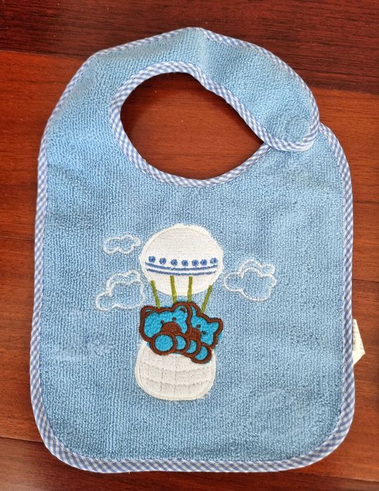Conjunto de 3 babetes em tons de azul 80% algodão