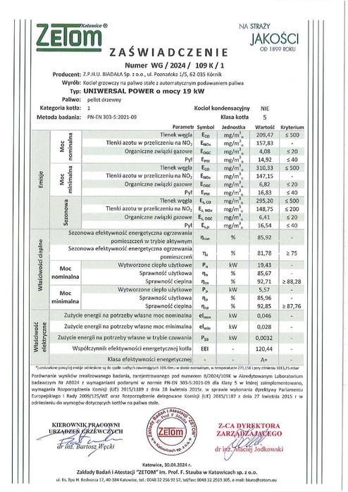 Kocioł, Piec - pellet, drewno, ekogroszek. UNIWERSAL POWER 19 kW