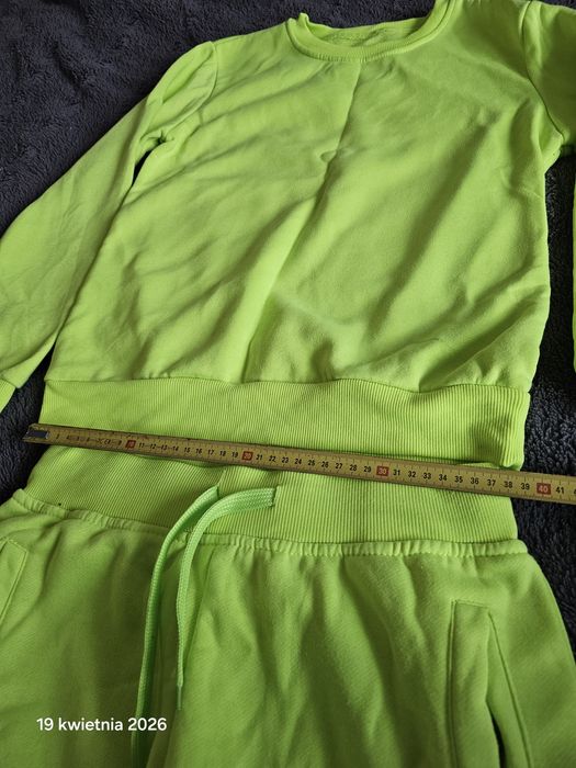 Dres komplet zestaw limonowy neonowy S