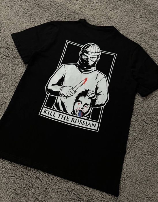 Футболка чорна Кілл Зе Раш / Футболка Kill The Russi / Футболка чорна