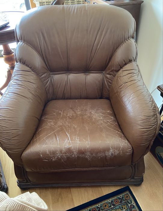 Sofás em pele castanhos