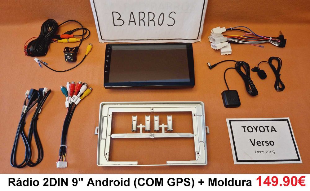 (NOVO) Rádio 2DIN • Toyota • Verso • Corolla Verso • Android [4+64GB]