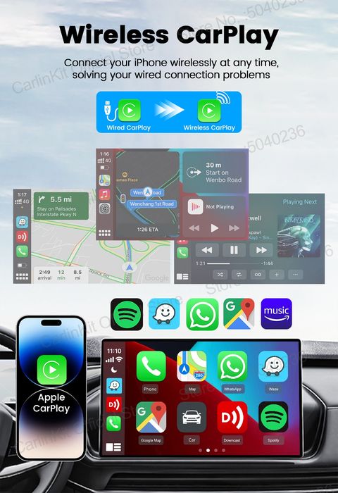 CarlinKit Mini Ultra: Wireless CarPlay & Android Auto 2-em-1 NOVO