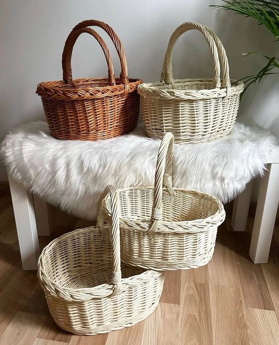 Набір кошиків Двійка 2 шт плетені з натуральної лози великодні кошики