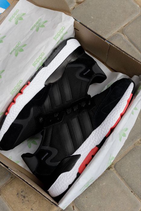 Кросівки Кроссовки Adidas Nite Jogger Black White Чёрный Белый Чорний Білий Кросовки демісезон