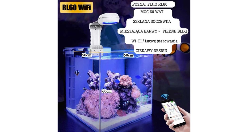 Fluo Rl60 Popbloom Mega Lampa do Akwarium Wifi 60w Soczewka Zobacz!
