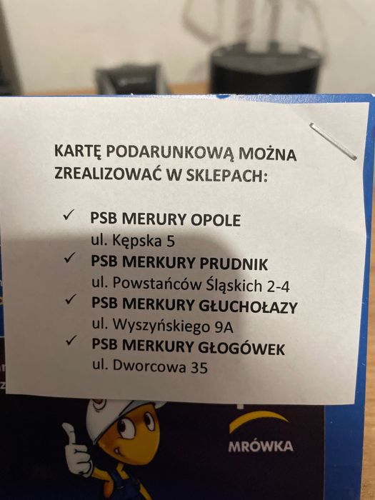 Karta podarunkowa Psb mrówka opole prudnik głuchołazy głogówek