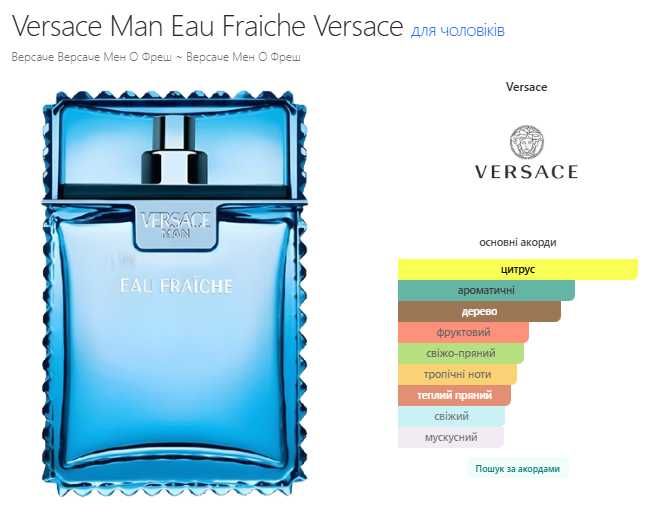 Versace, Man Eau Fraiche, Eau de Toilette, парфуми, духи.