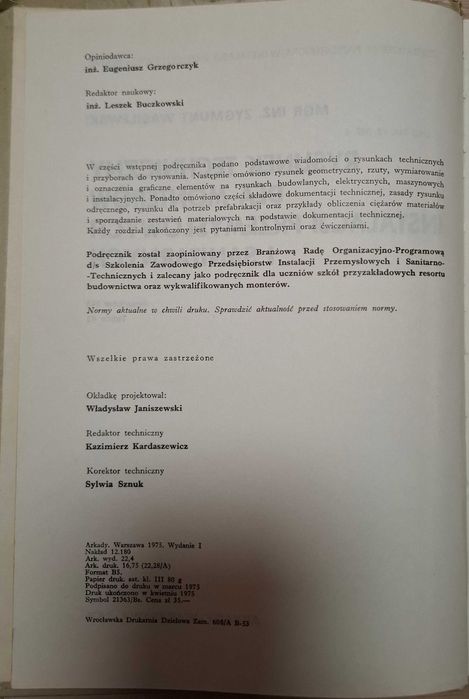 Zygmunt Wasilewski. Rysunek techniczny dla monterów instalacji.