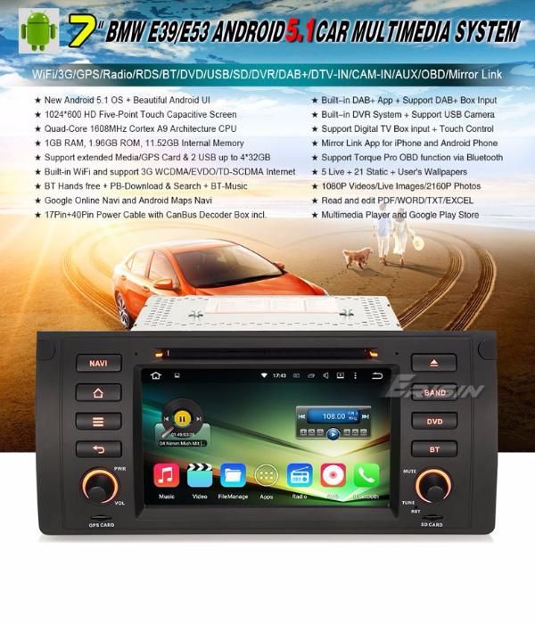 Bmw E39 E53 serie 5 X5 M5 2 din android 14 dvd OctaCore