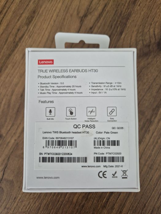 Lenovo True Wireless Earbuds HT30