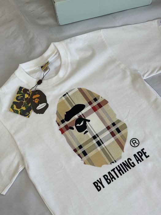 Футболка Bape x Burberry Бейп Барбері Колаба T-Shirt Чорна Біла Літо Топ