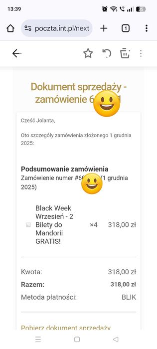 bilety mandoria 4szt black weeks 09.2026