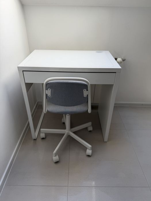 Biurko IKEA MICKE białe + krzesło obrotowe IKEA ÖRFJÄLL