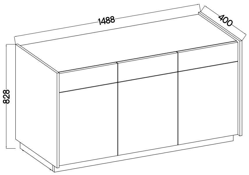 Komoda 833  KODI 3D 3S beż piaskowy/ orzech okapi
