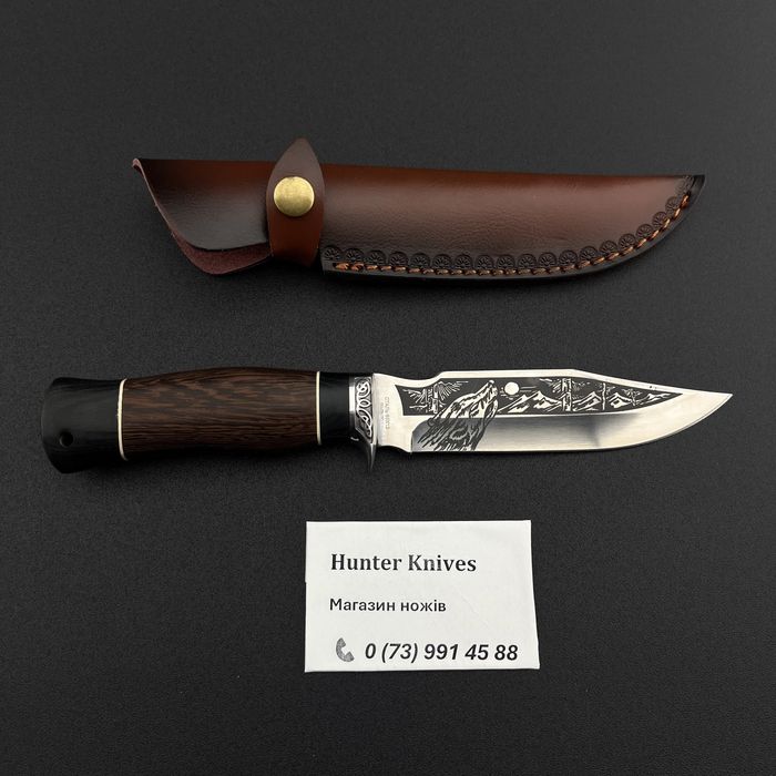 Ніж мисливський туристичний шкіряний чохол 65х13 Вовк Нож охотничий