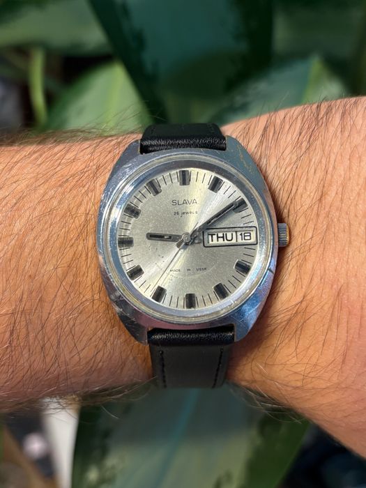 Slava 26 Jewels Day-Date Made in USSR Mechaniczny Vintage