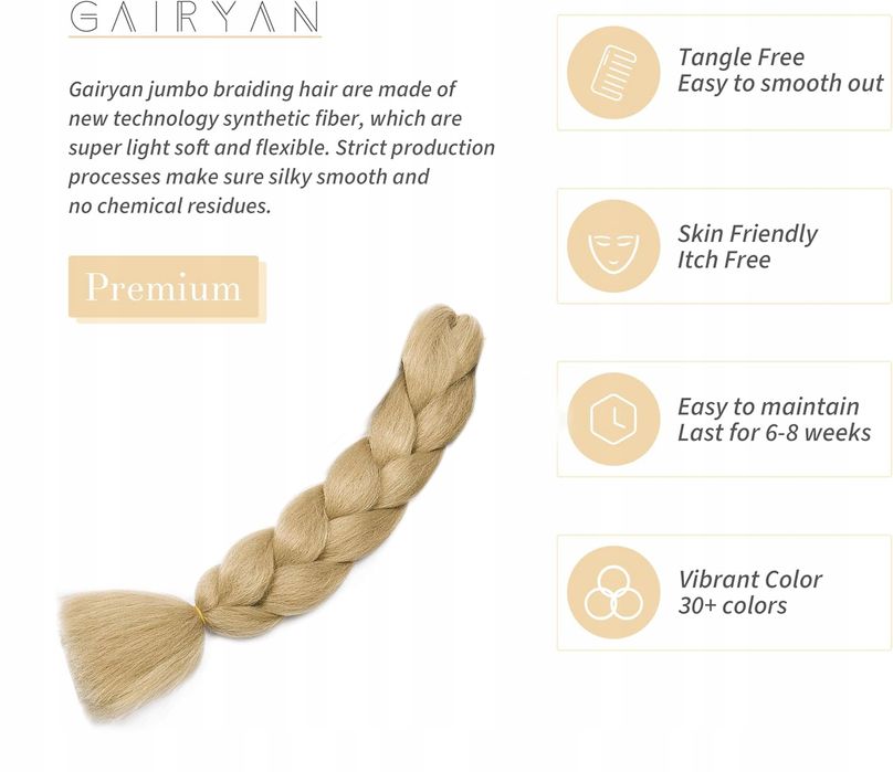 Włosy Syntetyczne Kanekalon 60 cm 100g (Blond)