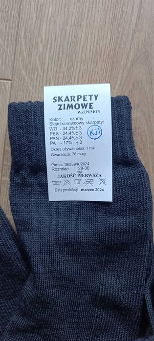 Skarpety zimowe wz. 539/MON rozm. 29-30