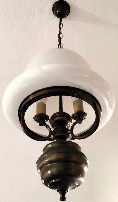 Candeeiro Tecto 3 Lampadas - Metal & Vidro