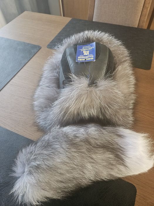 Czapka- skóra i lis naturalny