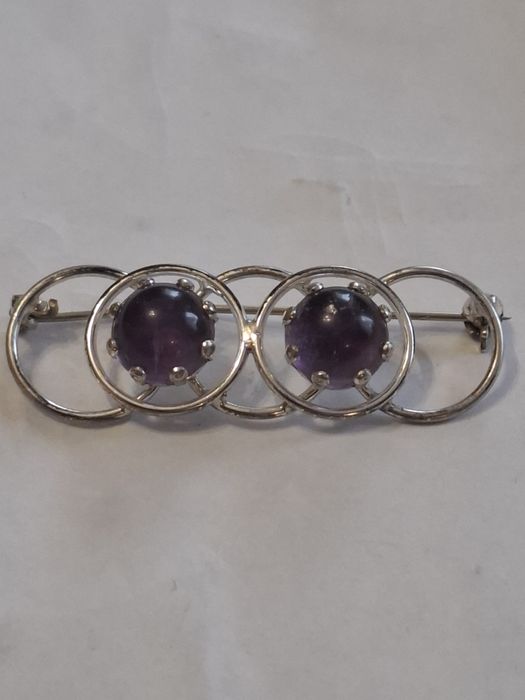 Piękna  stara srebrna broszka pr.835