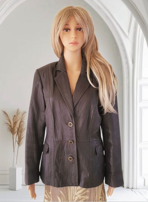 Betty Barclay - jak nowa - żakiet/kurtka- skóra naturalna - 40/42