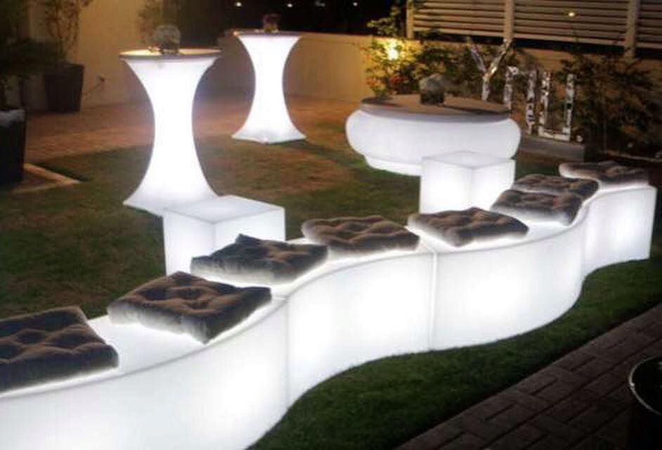 Banco puff led jardim