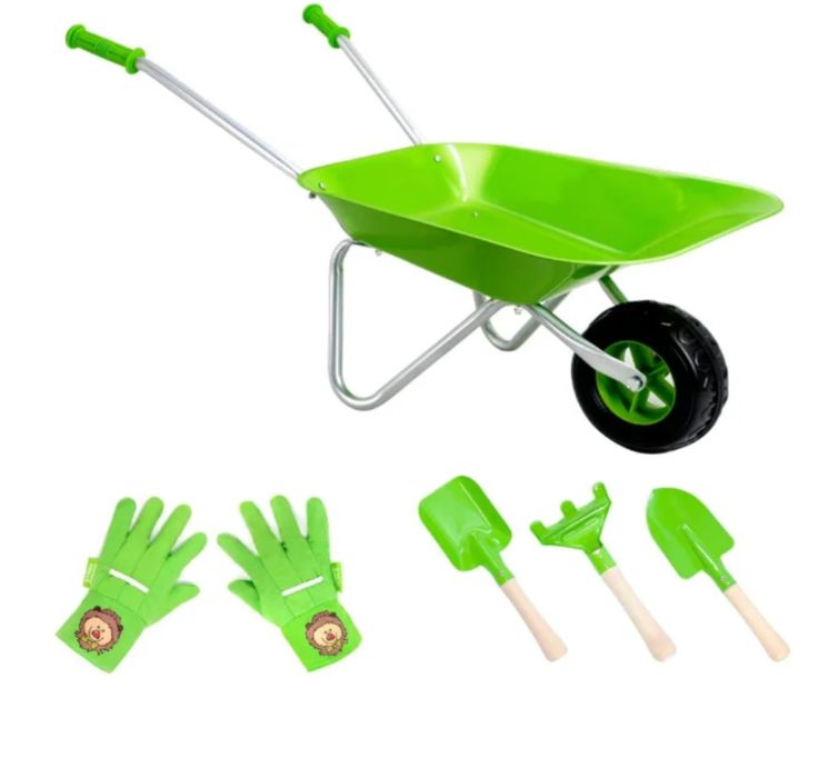 Metalowa taczka dla dzieci+akcesoria